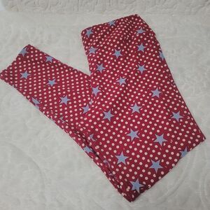 LuLaRoe LLR TC Leggings Americana Pattern Patriotic Stars and Polka Dots